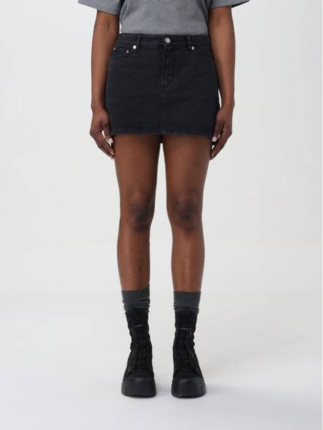 Stone Washed Denim Mini A-Line Skirt Black - A.P.C. - BALAAN 2