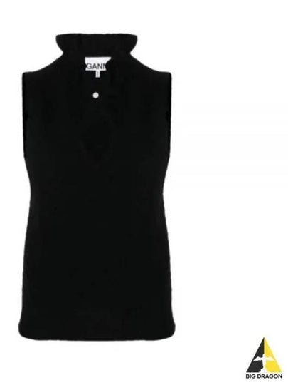 Wool Sleeveless Knit Top Black - GANNI - BALAAN 2