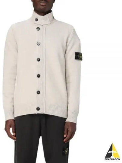 Wappen High Neck Button Up Wool Cardigan Plaster - STONE ISLAND - BALAAN 2