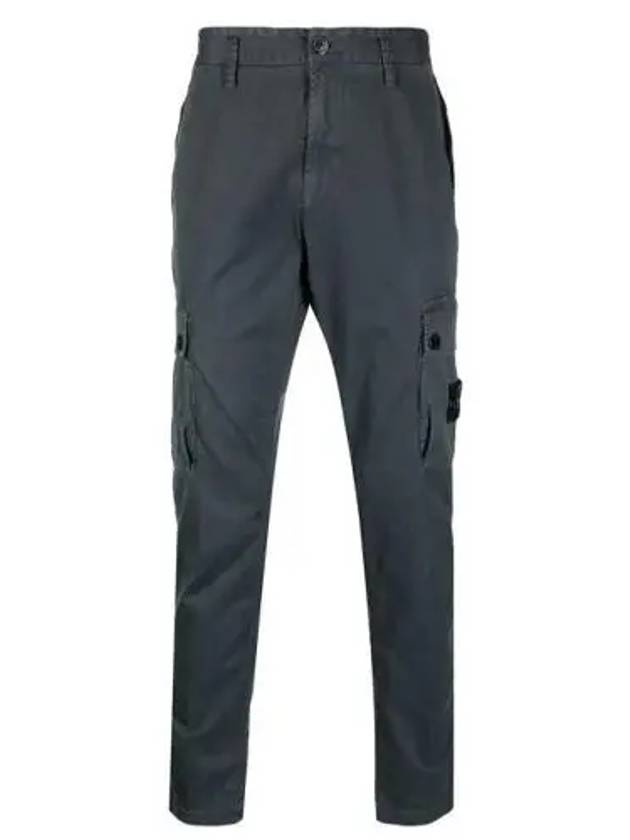 Garment Dyed Old Effect Stretch Broken Twill Cotton Cargo Pants Grey - STONE ISLAND - BALAAN 2