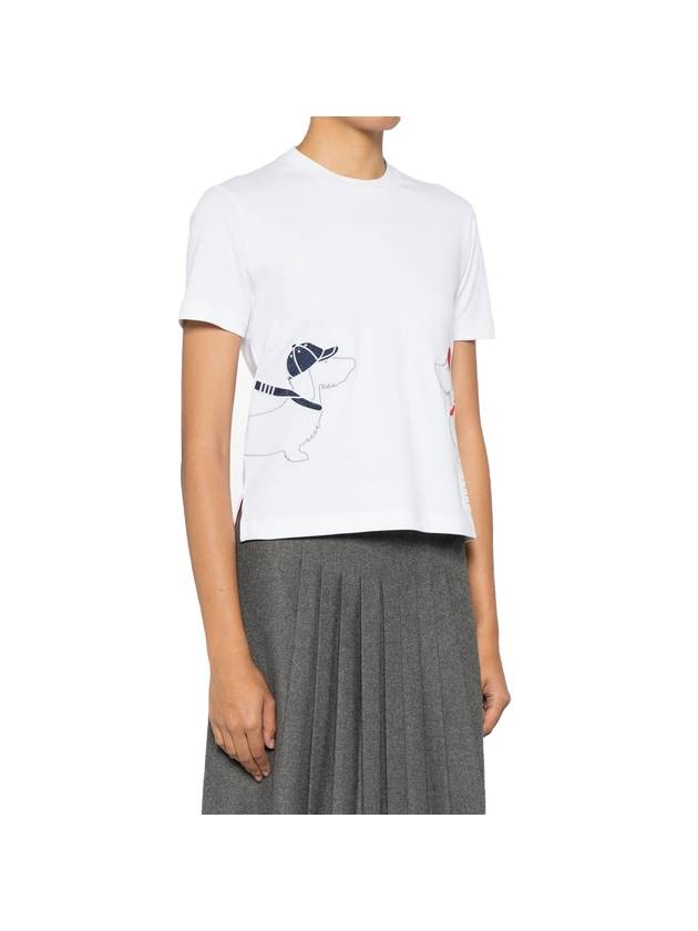 Cotton Twin Hector Embroidery Short Sleeve T-Shirt White - THOM BROWNE - BALAAN 1