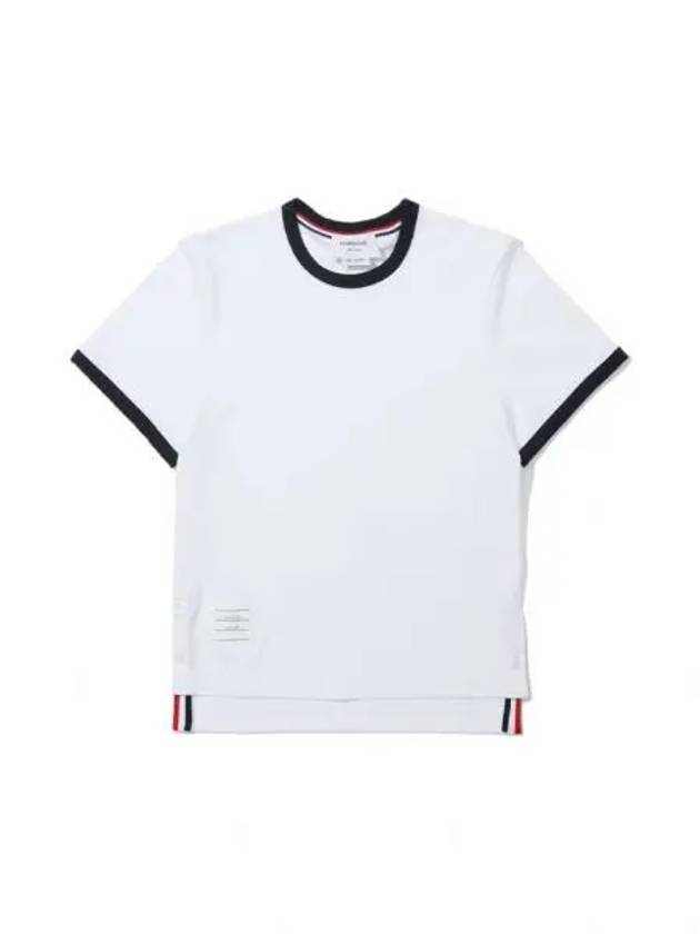 Asymmetric Hem Short Sleeve T-Shirt White - THOM BROWNE - BALAAN 2