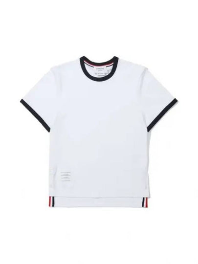 Asymmetric Hem Short Sleeve T-Shirt White - THOM BROWNE - BALAAN 2