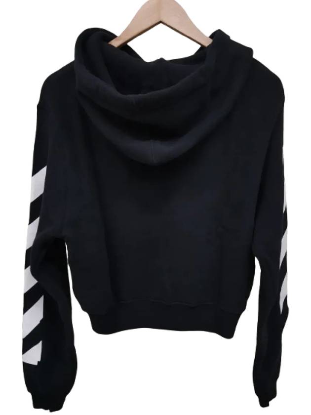 Striped Sleeve Cropped Hoodie Black - OFF WHITE - BALAAN 3