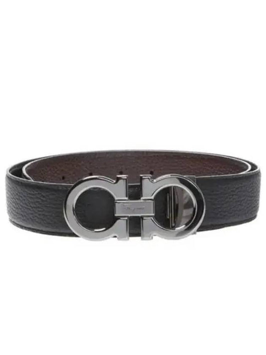 Reversible Gancini Leather Belt Black Brown - SALVATORE FERRAGAMO - BALAAN 2