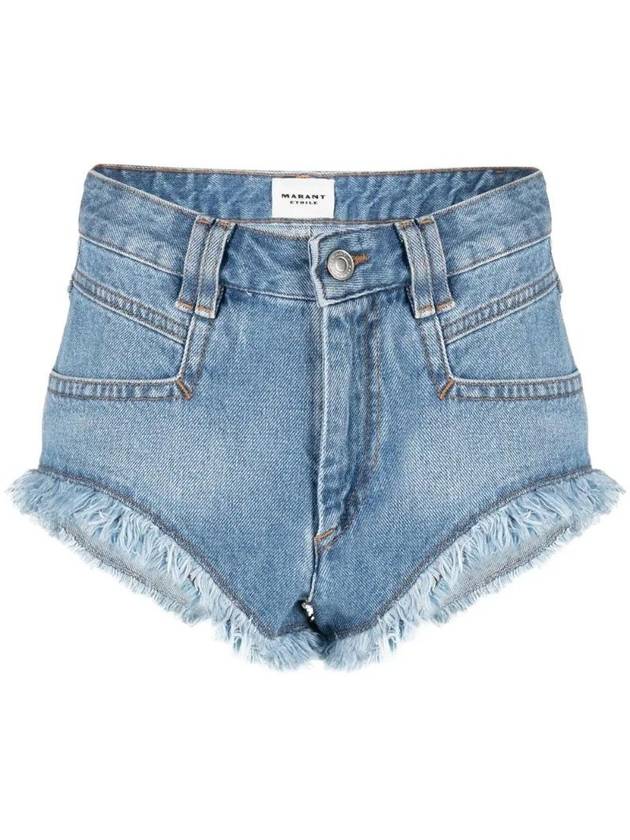 Fringe Trimmed Denim Shorts SH0033FAA1H02E - ISABEL MARANT ETOILE - BALAAN.