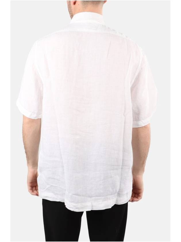 Linen Short Sleeve Shirt White - CP COMPANY - BALAAN 4