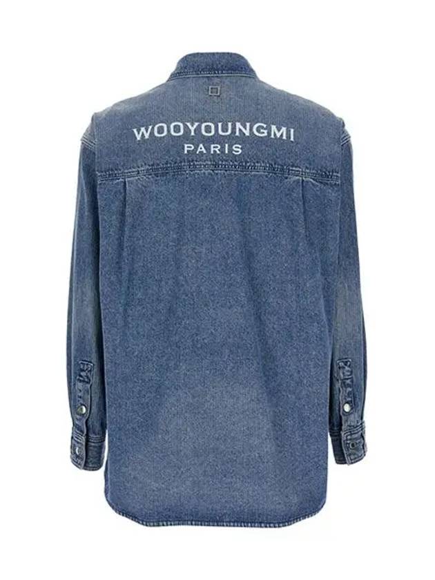 Back Logo Corduroy Denim Long Sleeve Shirt Blue - WOOYOUNGMI - BALAAN 2