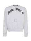 GD Curved Logo Crew Sweatshirt Grey - PALM ANGELS - BALAAN 2