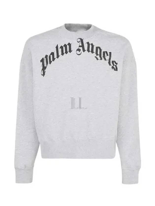 GD Curved Logo Crew Sweatshirt Grey - PALM ANGELS - BALAAN 2