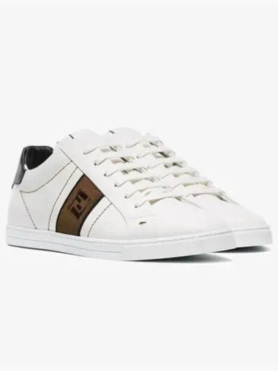 FF Logo Leather Low Top Sneakers White - FENDI - BALAAN 2