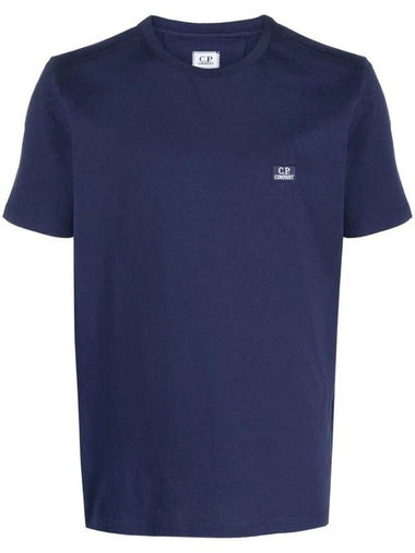 Logo Patch Crew Neck Cotton Short Sleeve T-Shirt Navy - CP COMPANY - BALAAN 1