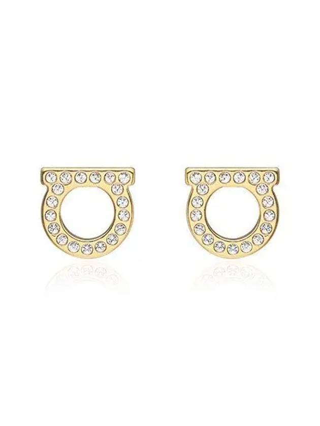 Gancini Crystal Small Earrings Gold - SALVATORE FERRAGAMO - BALAAN 2