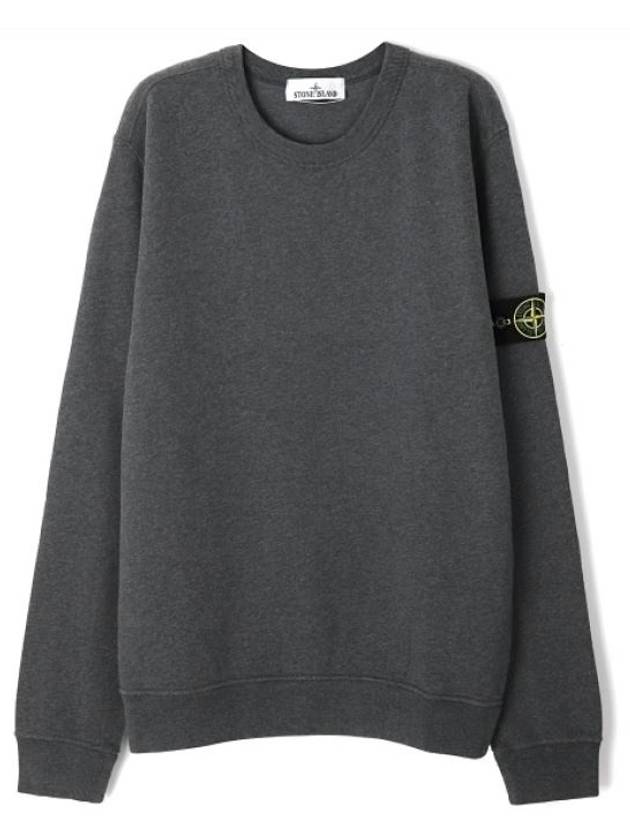 Brushed Cotton Fleece Garment Dyed Crewneck Sweatshirt Dark Grey Melange - STONE ISLAND - BALAAN 2