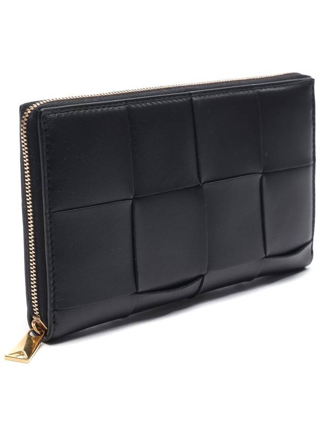 Intrecciato Zipper Around Long Wallet Black - BOTTEGA VENETA - BALAAN 4