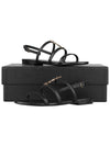 Women's Smooth Leather Gold Tone Monogram Detail Cassandra Flat Sandals Black - SAINT LAURENT - BALAAN 11