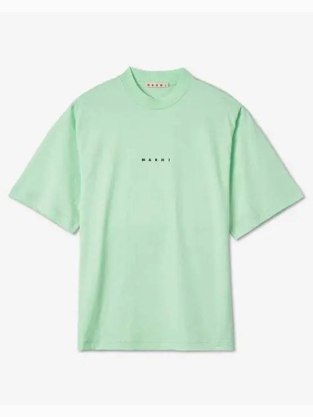 Logo Cotton Short Sleeve T-Shirt Spring Green - MARNI - BALAAN 2