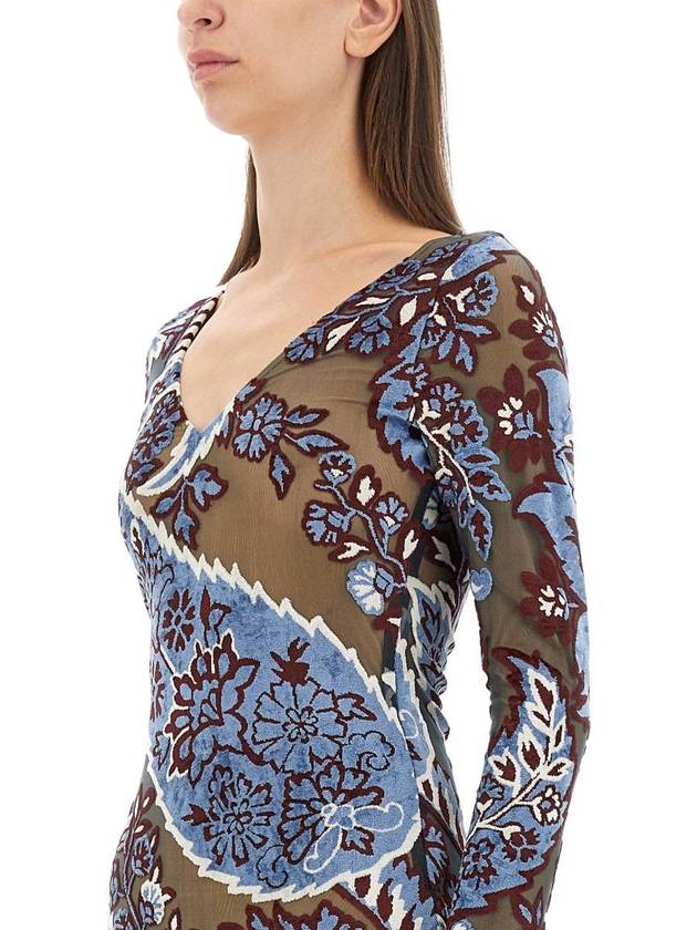 Etro Velvet Jacquard Tulle Dress - ETRO - BALAAN 4