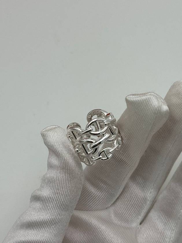 Large Chaine D'Ancre Enchainee Ring Silver - HERMES - BALAAN 6