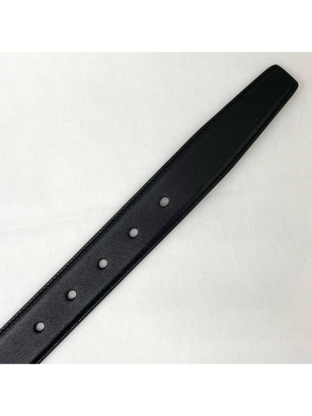 Square Buckle Monogram Leather Belt Black - SAINT LAURENT - BALAAN 10