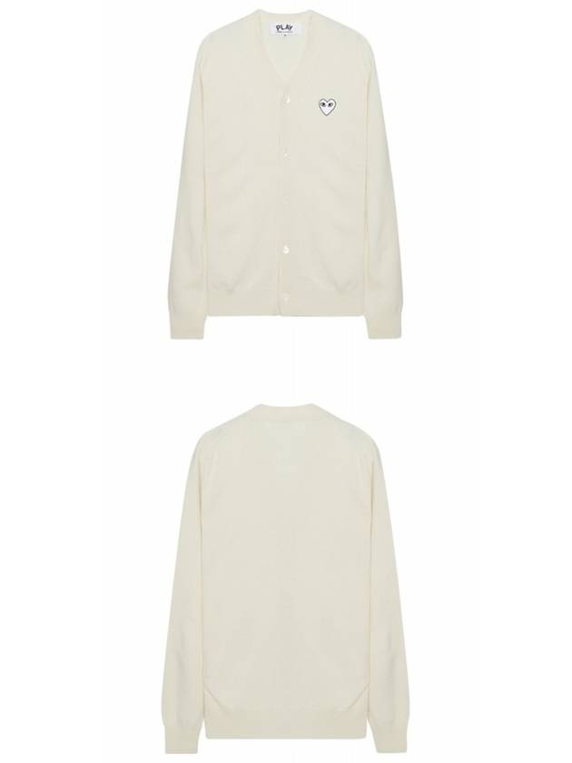 Play White Waffen V-neck Cardigan Ivory - COMME DES GARCONS - BALAAN 5