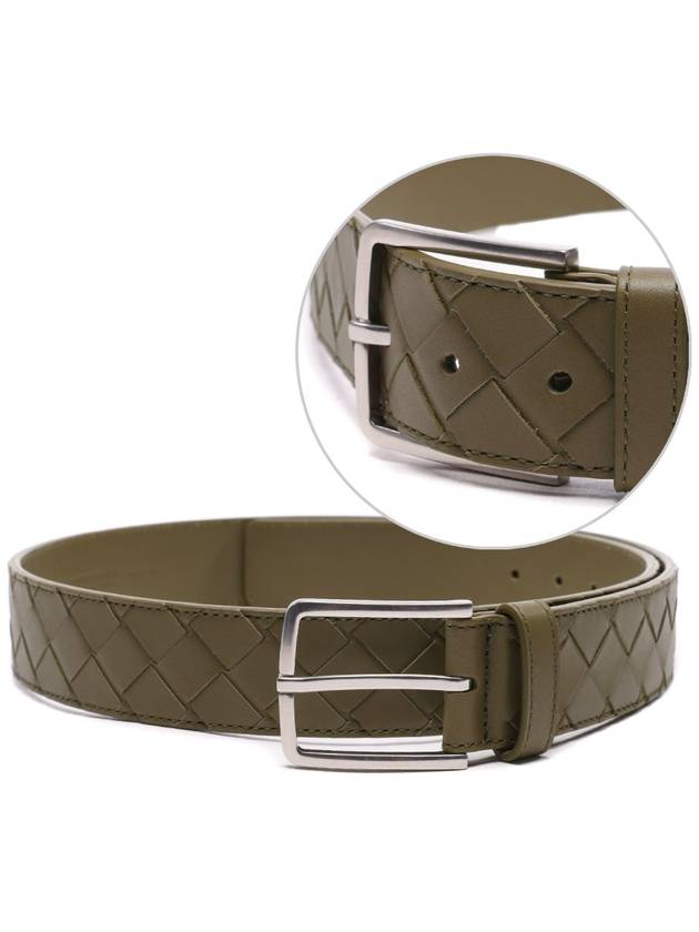 Intrecciato Leather Belt Mud - BOTTEGA VENETA - BALAAN 3