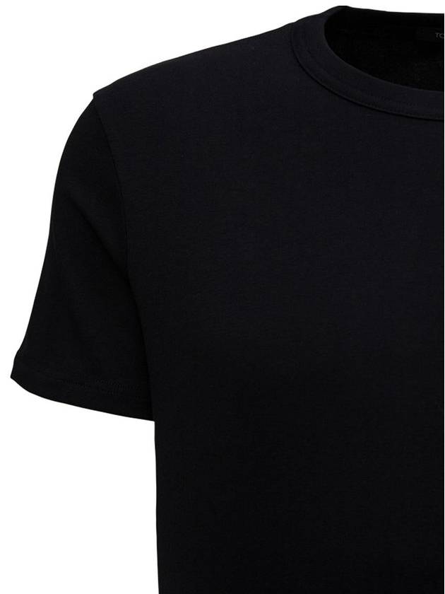 Cotton Crew Neck Short Sleeve T-Shirt Black - TOM FORD - BALAAN 4