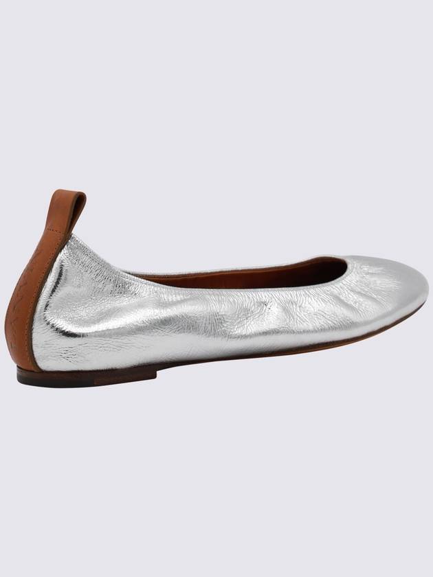 Lanvin Silver Metal Leather Ballerina Flats - LANVIN - BALAAN 2