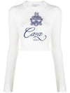 Embroidered Logo Ribbed Knit Top White - CASABLANCA - BALAAN 1