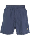 Men's Logo Patch Brushed Nylon Swim Shorts Navy - STONE ISLAND - BALAAN 3