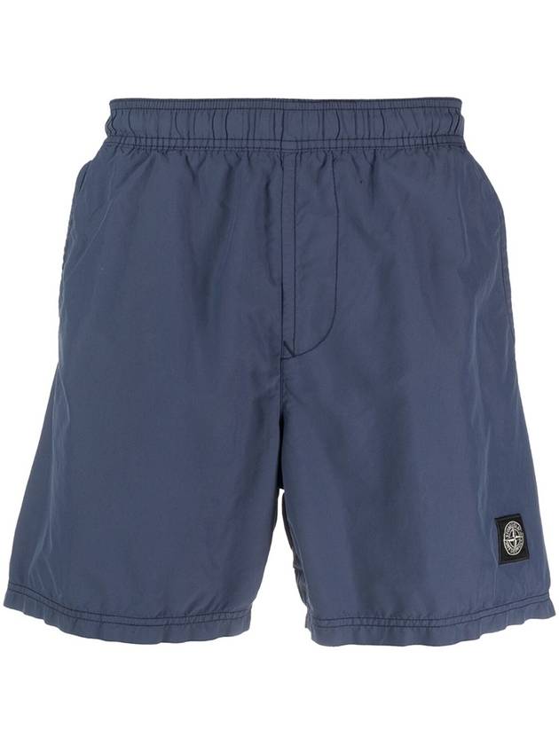 Men's Logo Patch Brushed Nylon Swim Shorts Navy - STONE ISLAND - BALAAN 3