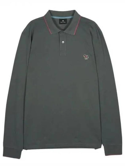 Zebra Logo Long Sleeve Polo Shirt Dark Grey - PAUL SMITH - BALAAN 2