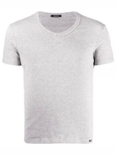 Cotton V-neck Short Sleeve T-Shirt Grey - TOM FORD - BALAAN 2