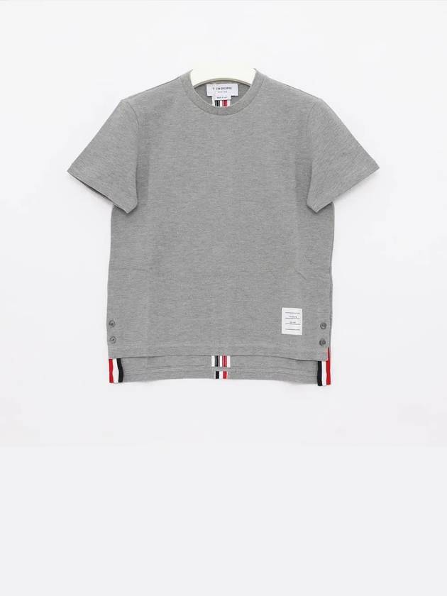 Center Back Stripe Classic Cotton Pique Relaxed Fit Short Sleeve T-Shirt Grey - THOM BROWNE - BALAAN 2