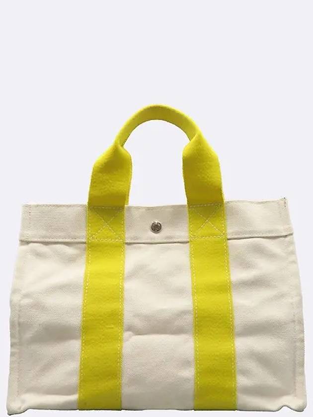 Yellow stitch BORA PM canvas tote bag - HERMES - BALAAN 1