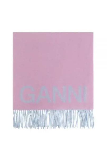 Fringed Wool Scarf  Lilac Chiffon - GANNI - BALAAN 2