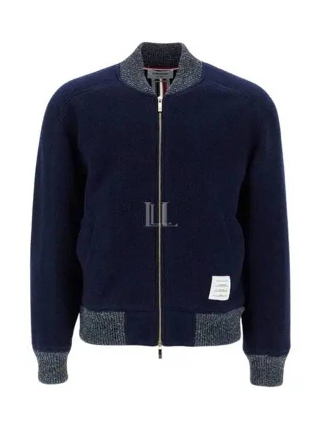 Fleece Stripe Wool Bomber Jacket Navy - THOM BROWNE - BALAAN 2