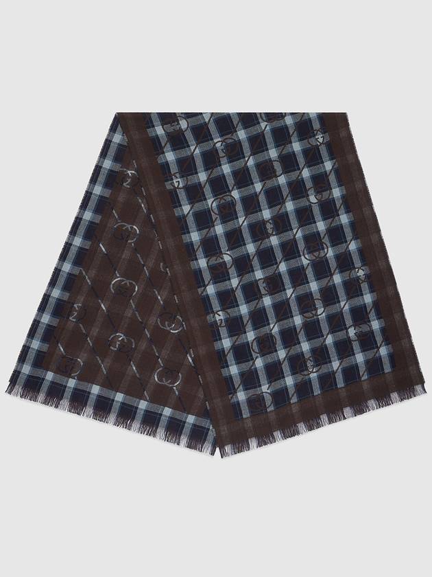 Interlocking GG checked wool scarf 660015 4GA41 2568 - GUCCI - BALAAN 3