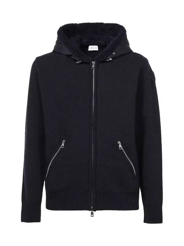 Logo Patch Wool Hooded Zip Up Navy 9B000 16 M1115 778 - MONCLER - BALAAN 2