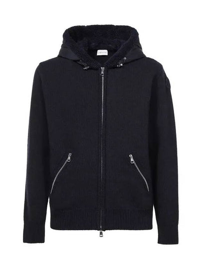 Logo Patch Wool Hooded Zip Up Navy 9B000 16 M1115 778 - MONCLER - BALAAN 2