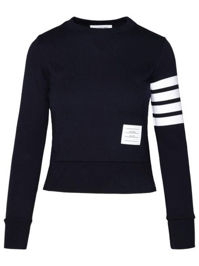 Engineered 4 Bar Stripe Loopback Jersey Knit Crewneck Sweatshirt Navy - THOM BROWNE - BALAAN 2