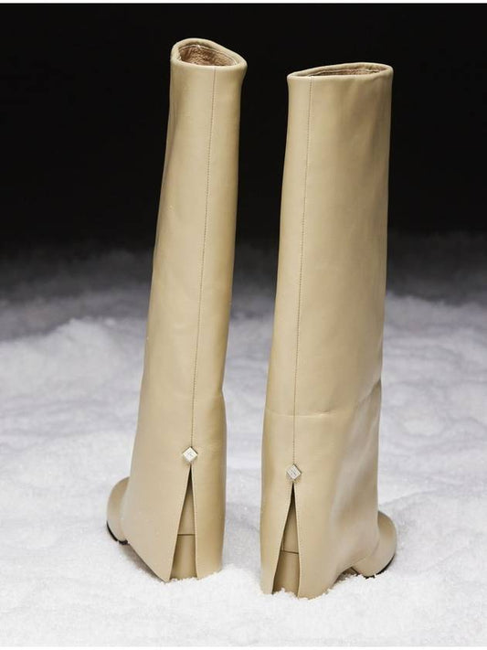 Women's Leather Middle Long Boots CLIENBEIGE - KRISTIN - BALAAN 1