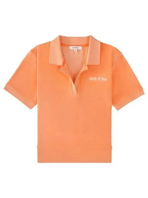 Italic Embroidered Logo Cotton Polo Shirt Peach - SPORTY & RICH - BALAAN 2