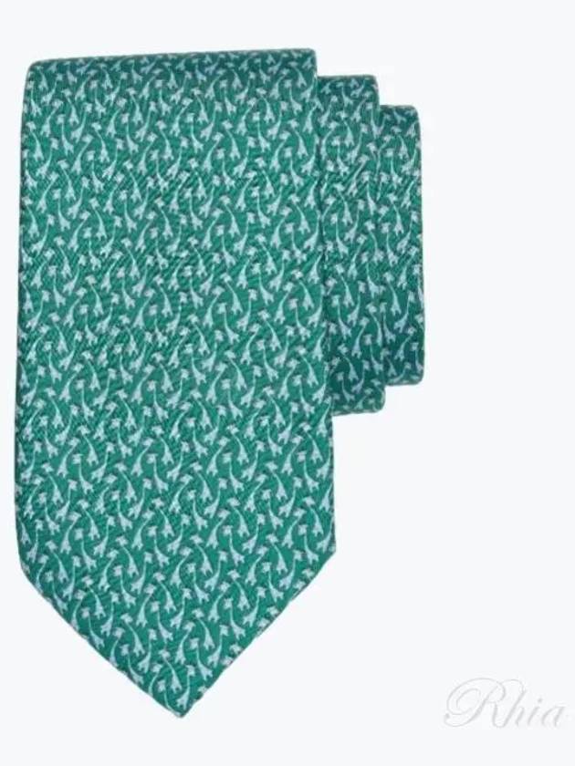 Giraffe Print Silk Tie Green - SALVATORE FERRAGAMO - BALAAN 2