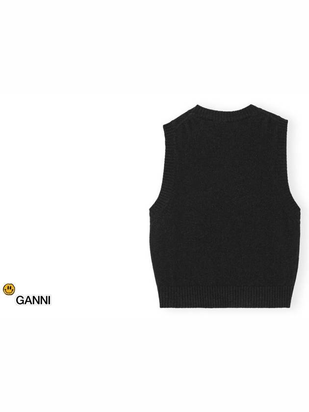 Intarsia Graphic Crewneck Vest Black - GANNI - BALAAN 4