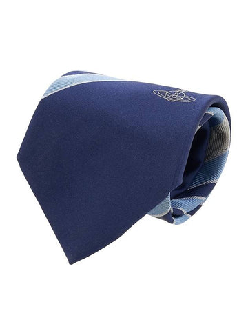 Striped Jacquard Silk Tie Navy - VIVIENNE WESTWOOD - BALAAN 1