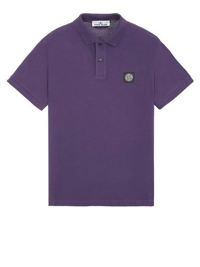 Men's Logo Patch Cotton Polo Shirt Purple - STONE ISLAND - BALAAN 2