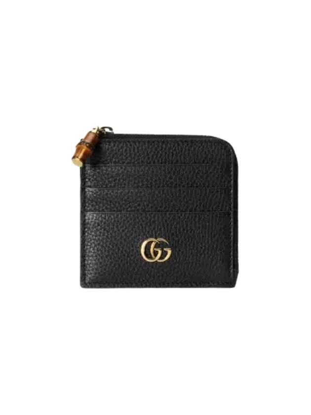 Double G Bamboo Leather Card Wallet Black - GUCCI - BALAAN 3