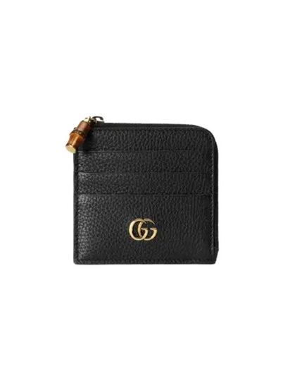 Double G Bamboo Leather Card Wallet Black - GUCCI - BALAAN 2