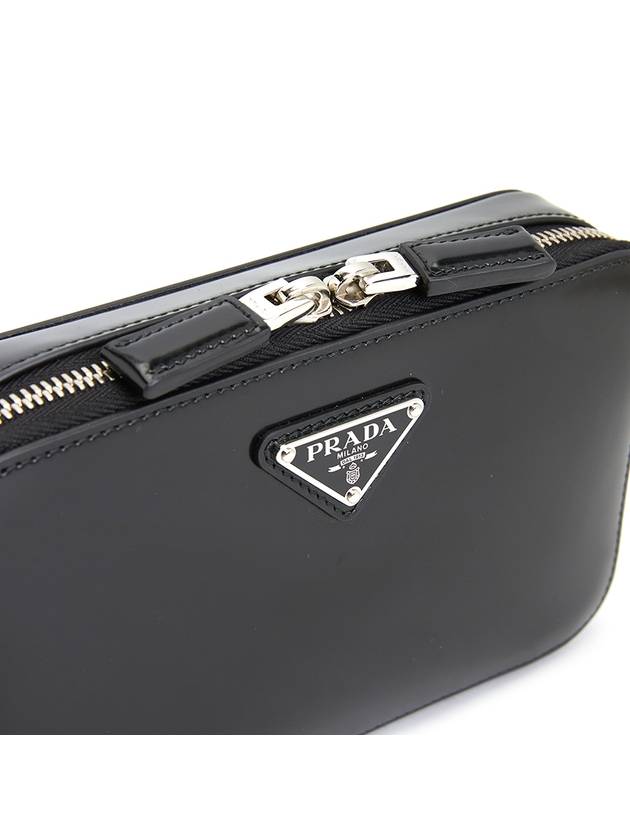 Brique Brushed Leather Messenger Bag Black - PRADA - BALAAN 8